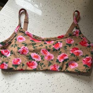 Aerie Floral Sports Bra - Tan and Pink